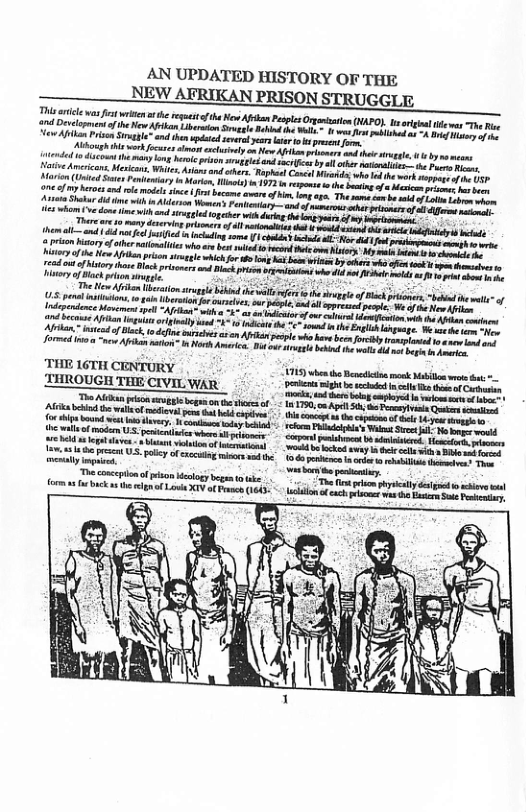 AN UPDATED HISTORY OF THE NEW AFRIKAN PRISON STRUGGLE  et i the et h o Ak e O (AP0 g tees o nd Deveopmentof heNew Ak Lieredon -  e e oot gty k4 i e Erlek g W e o et bk o efn s o Al sl h v b ey e e Jomed e Ak o Mok A, ot o Sl ke s 2 THE 16TH CENTURY.  THROUGH THE CIVIL WAR LHROUGH THE CIVIL WAR  e e of modem U pecdion o ey  o e+ it vt of st e preca 0.5 poiey ofsecuing e e ety gt 5  il o o e e e eyt i i R bk e o L OV 143 ot e s s  
